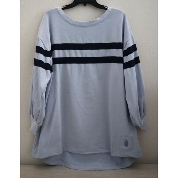 FP Movement OB1858614 Women Sz XS Blue Post Up Layer Oversized Cotton Sweatshirt - Picture 1 of 9